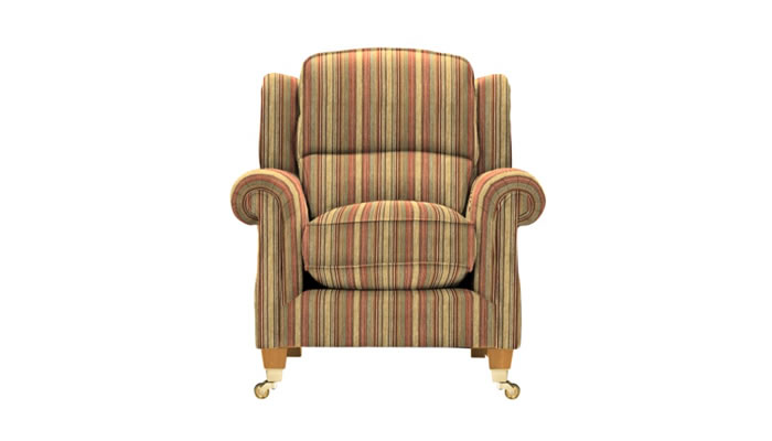 Parker Knoll Henley Armchair in Baslow Stripe Teak Legs